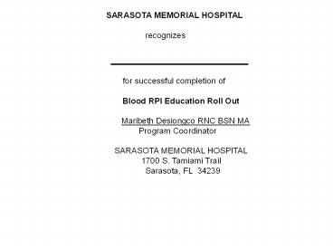 SARASOTA MEMORIAL HOSPITAL