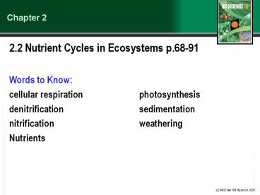 2.2 Nutrient Cycles in Ecosystems p.68-91