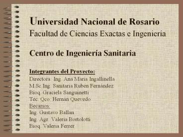 Universidad Nacional de Rosario Facultad de Ciencias Exactas e Ingenier