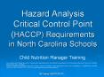 Hazard Analysis Critical Control Point (HACCP) Requirements in North Carolina Schools PowerPoint PPT Presentation