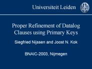 Proper Refinement of Datalog Clauses using Primary Keys