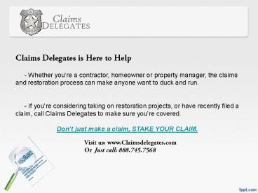 TAKE CONTROL OF YOUR CLAIM