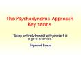 The Psychodynamic Approach Key terms PowerPoint PPT Presentation