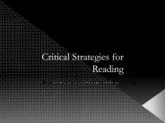 Critical Strategies for Reading