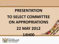 TO SELECT COMMITTEE ON APPROPRIATIONS PowerPoint PPT Presentation