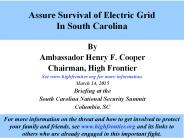 Assure Survival of Electric Grid In South Carolina