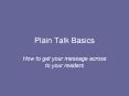 Plain Talk Basics PowerPoint PPT Presentation