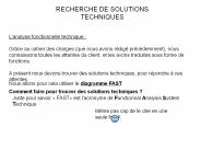 RECHERCHE DE SOLUTIONS TECHNIQUES