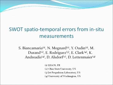 SWOT spatio-temporal errors from in-situ measurements