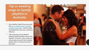 Top 10 wedding songs on spotify playlists in australia
