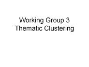 Working Group 3 Thematic Clustering