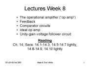 Lectures Week 8