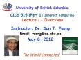 University of British Columbia  CICS 515 (Part 1) Internet Computing Lecture 1 - Overview PowerPoint PPT Presentation