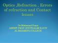 Optics ,Refraction , Errors of refraction and Contact lenses PowerPoint PPT Presentation