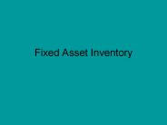Fixed Asset Inventory