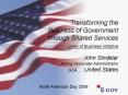 Transforming the Business of Government through Shared Services Lines of Business Initiative  John Sindelar Acting Associate Administrator GSA. . . United States PowerPoint PPT Presentation