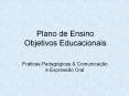 Plano de Ensino Objetivos Educacionais PowerPoint PPT Presentation