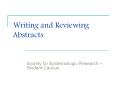 Writing and Reviewing Abstracts PowerPoint PPT Presentation