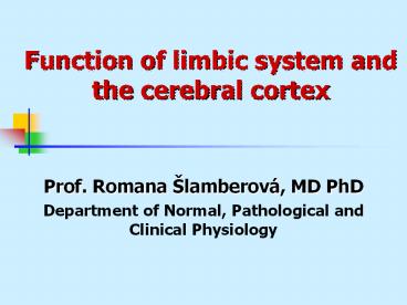 Function of limbic system and the cerebral cortex presentation | free ...