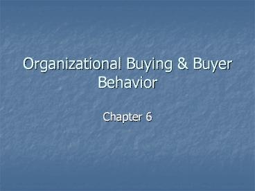 Organizational Buying