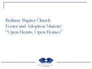 Bethany Baptist Church Foster and Adoption Ministry 
