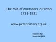 The role of overseers in Pirton 1731-1831 PowerPoint PPT Presentation