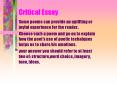 Critical Essay PowerPoint PPT Presentation