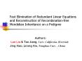 Fast Elimination of Redundant Linear Equations and Reconstruction of Recombination-free Mendelian Inheritance on a Pedigree PowerPoint PPT Presentation