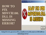 How to Fix MSVCR100.DLL is Missing Error?
