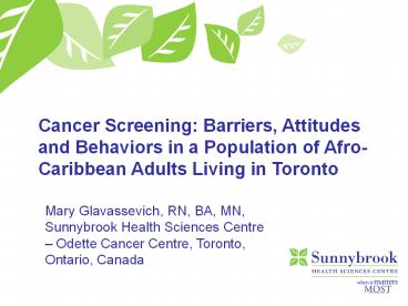 Mary Glavassevich, RN, BA, MN,