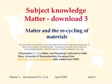 Subject knowledge Matter - download 3