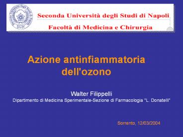 Azione antinfiammatoria dell'ozono