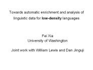 Towards automatic enrichment and analysis of linguistic data for low-density languages