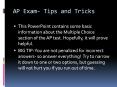AP Exam- Tips and Tricks PowerPoint PPT Presentation