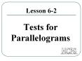 Tests for Parallelograms PowerPoint PPT Presentation