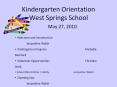 Kindergarten Orientation West Springs School PowerPoint PPT Presentation