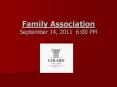 Family Association September 14, 2011 6:00 PM PowerPoint PPT Presentation