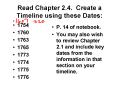 Read Chapter 2.4. Create a Timeline using these Dates: PowerPoint PPT Presentation