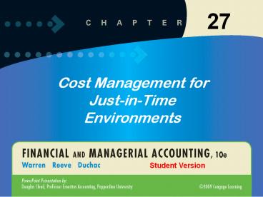 Cost Management for Just-in-Time Environments