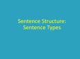 Sentence Structure: Sentence Types PowerPoint PPT Presentation