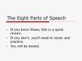 The Eight Parts of Speech PowerPoint PPT Presentation