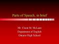 Parts of Speech, in brief PowerPoint PPT Presentation