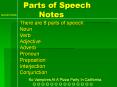 Parts of Speech      Notes PowerPoint PPT Presentation