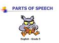 PARTS OF SPEECH PowerPoint PPT Presentation