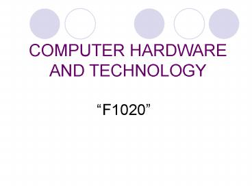 COMPUTER HARDWARE AND TECHNOLOGY