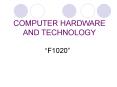 COMPUTER HARDWARE AND TECHNOLOGY PowerPoint PPT Presentation