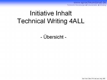 Initiative Inhalt Technical Writing 4ALL
