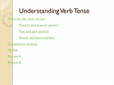 Understanding Verb Tense