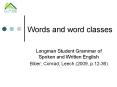 Words and word classes PowerPoint PPT Presentation