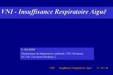 DECOMPENSATIONS AIGUES   DES  INSUFFISANCES   RESPIRATOIRES  CHRONIQUES